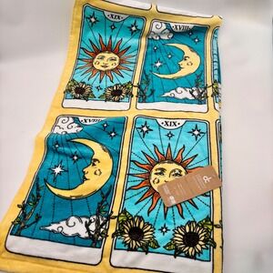 Deborah Connolly Designs Tarot Card Beach Towel Sun Moon Teal Yellow 36x68 NEW‎